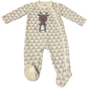 9 Months Petit Lem Christmas Reindeer Footed Long Sleeves Pajamas